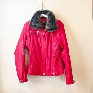 Metropolis Red Faux Fur Hooded Ski Jacket winter coat size 8